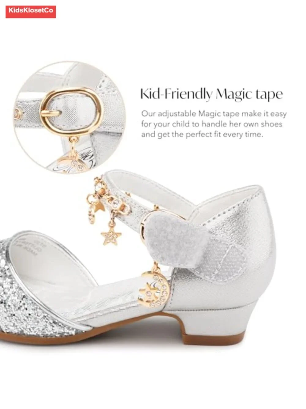 Girls Glitter Charm Dress Shoes Sequins Princess Heels for Party